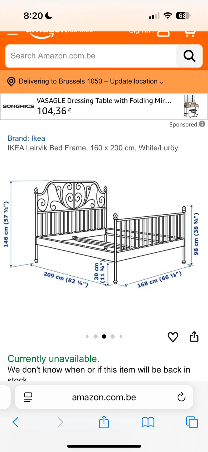 IKEA LEIRVIK white metal bed frame + mattress (Queen size) - photo 4