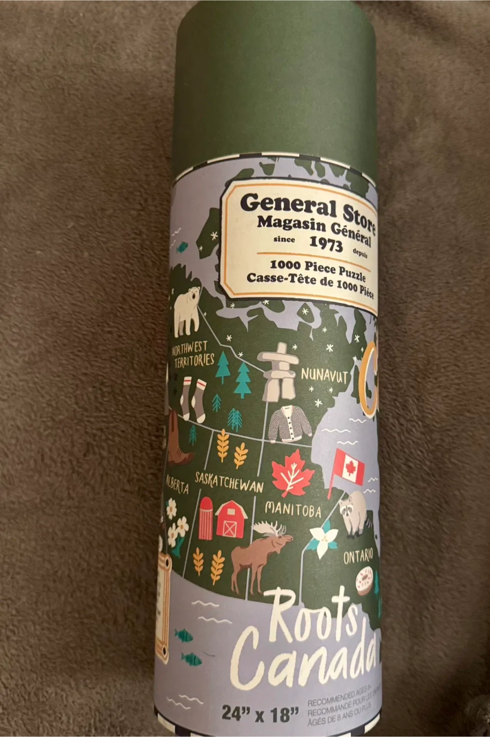 Roots Canada Map 1000 Piece Puzzle - New!