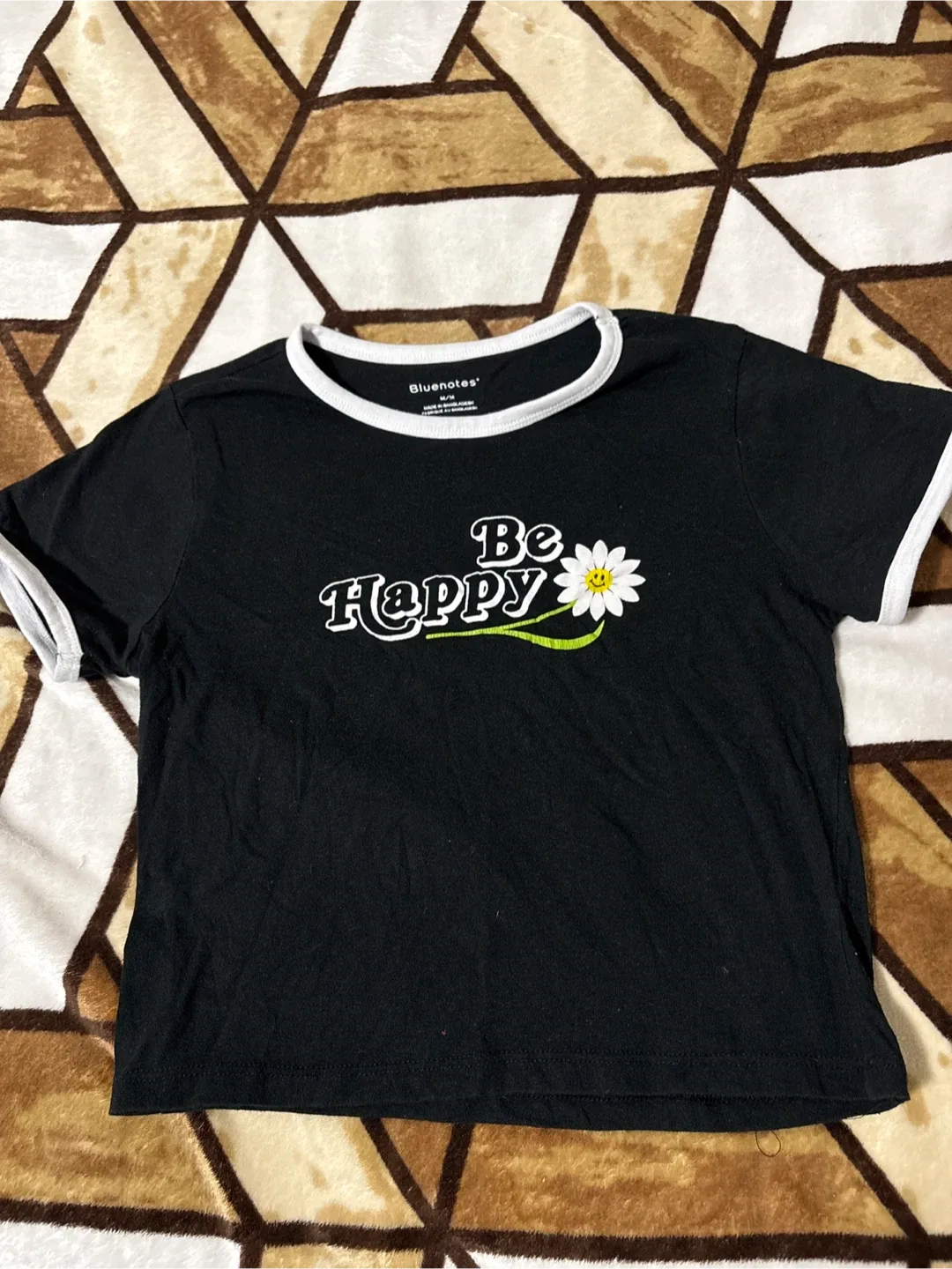 Bluenotes Black 'Be Happy' Graphic Tee - Size M