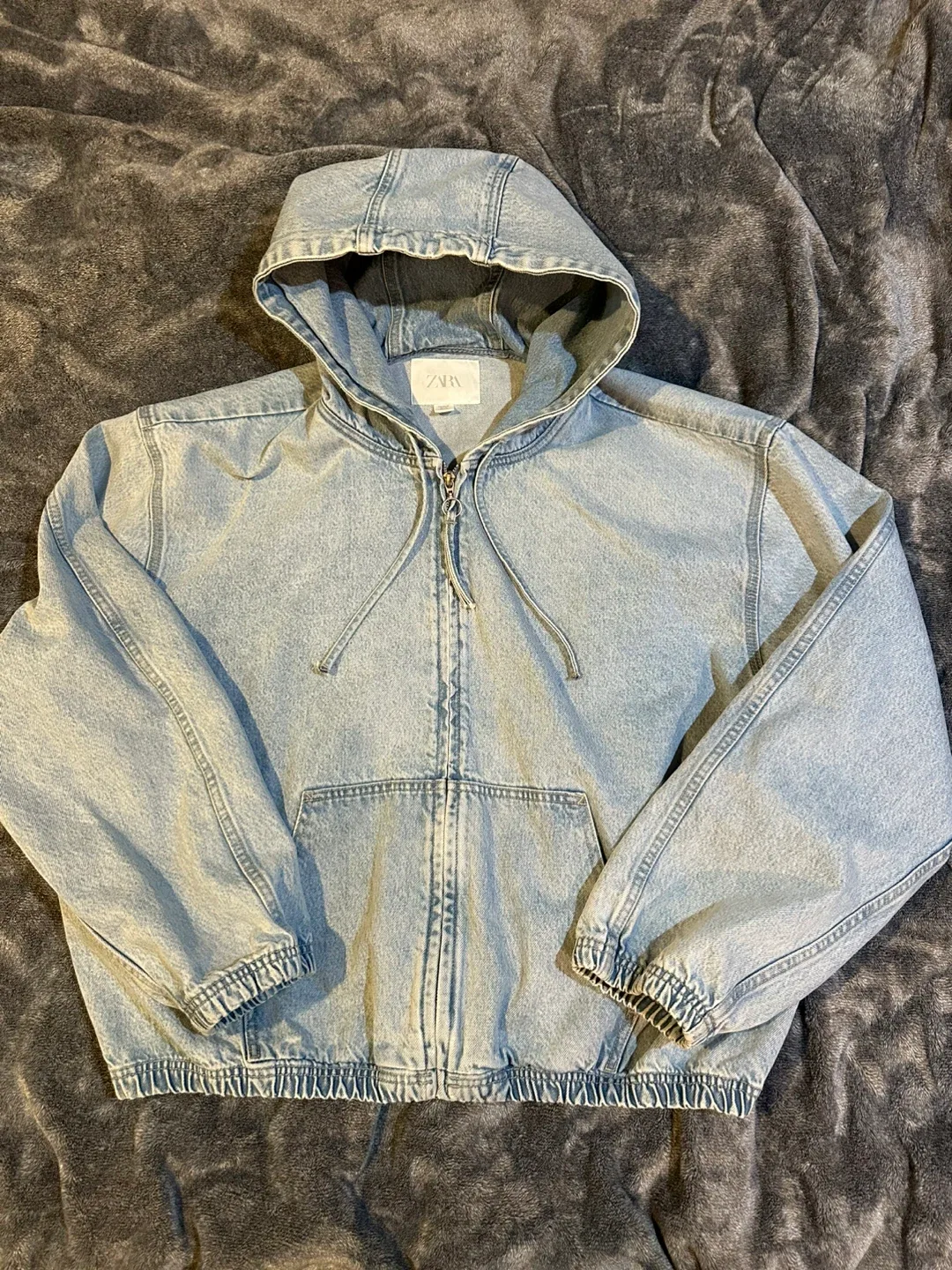 ZARA Denim Hoodie Zip-Up.