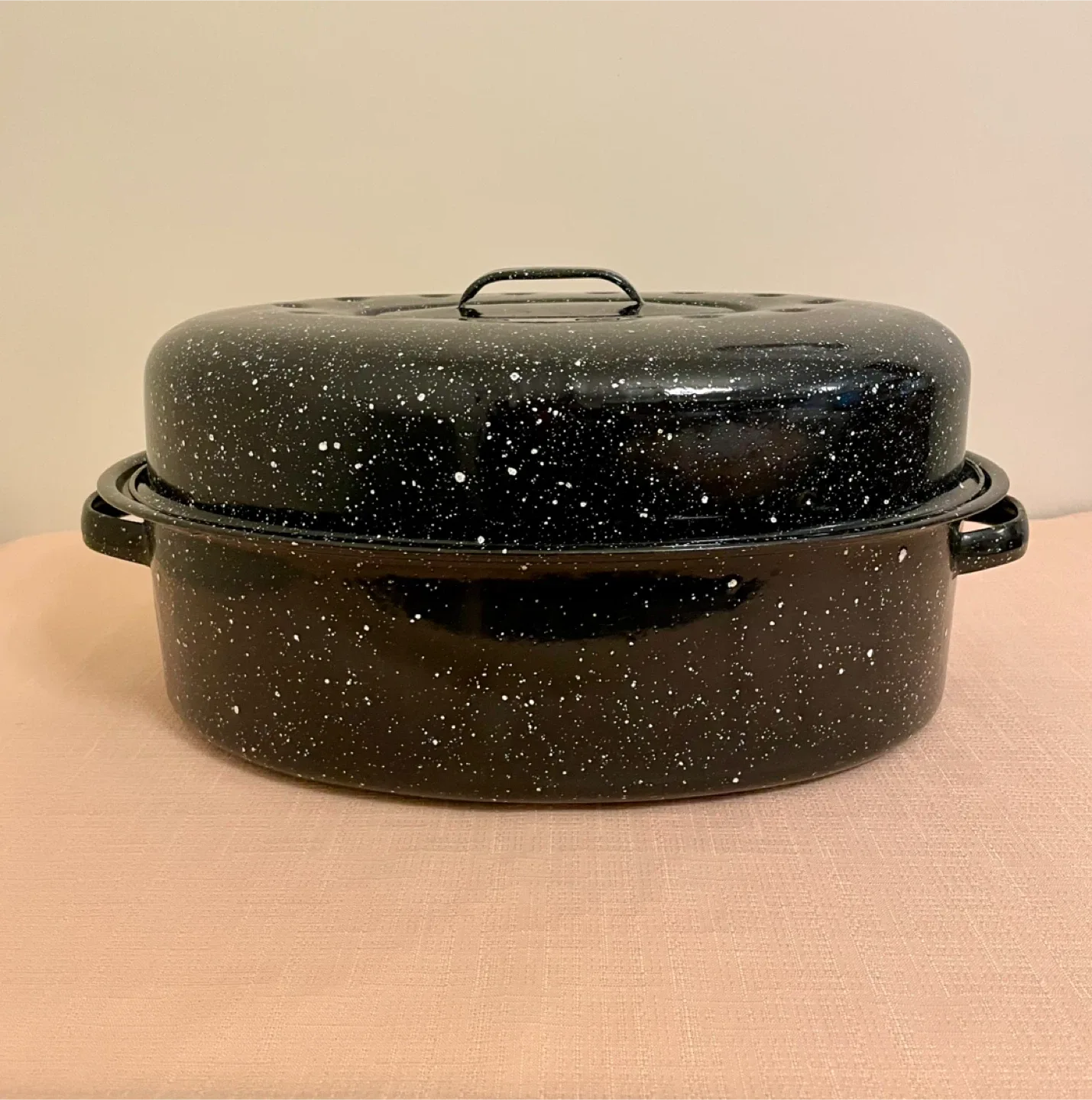Speckled Black Roasting Pan with Lid
