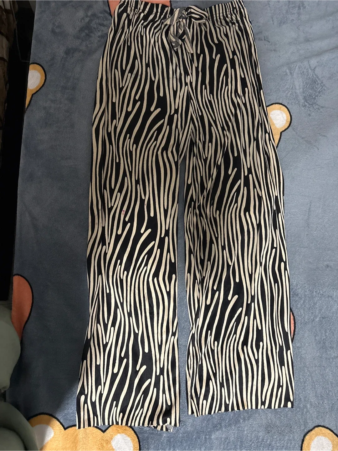 Black & White Patterned Wide Leg Pants