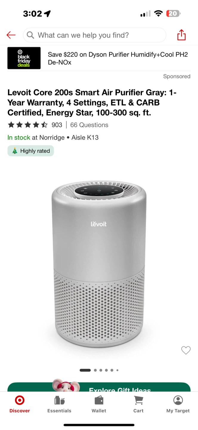 Levoit Core 200S-P Smart Air Purifier - Gray - photo 5