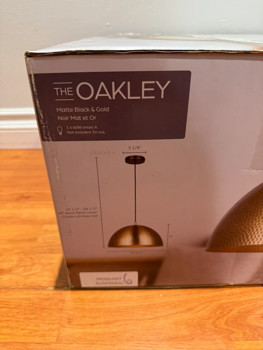 Canarm OAKLEY 1-Light Gold & Matte Black Pendant