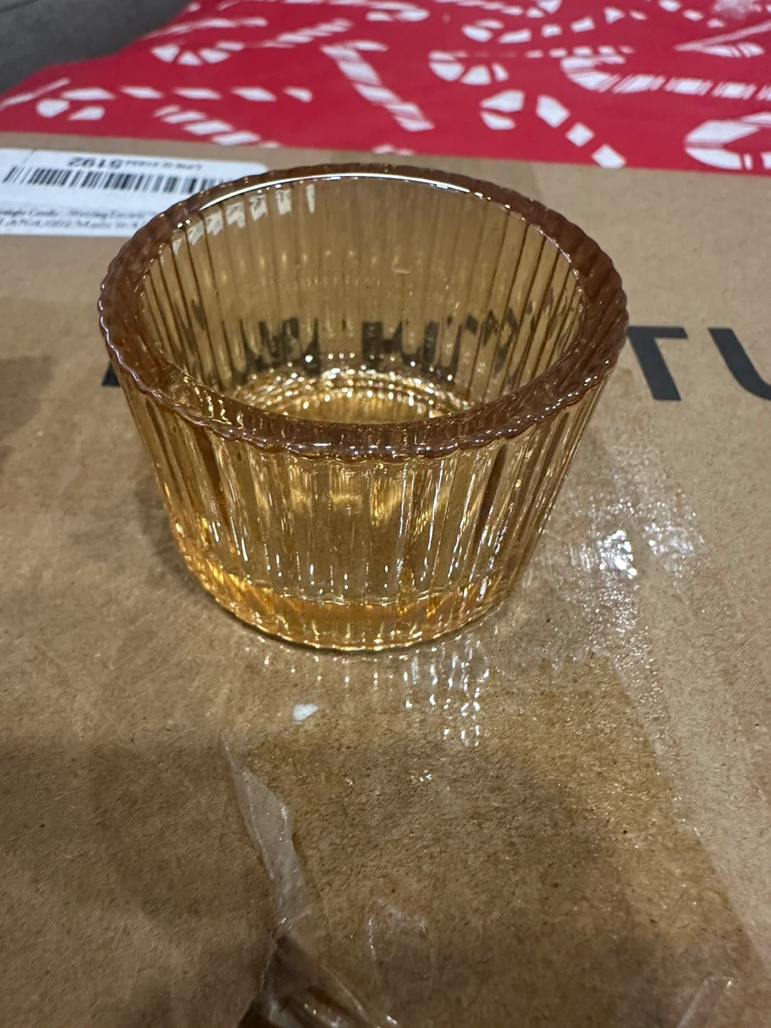 Set of 12 Amber Glass Candle Holders - photo 2