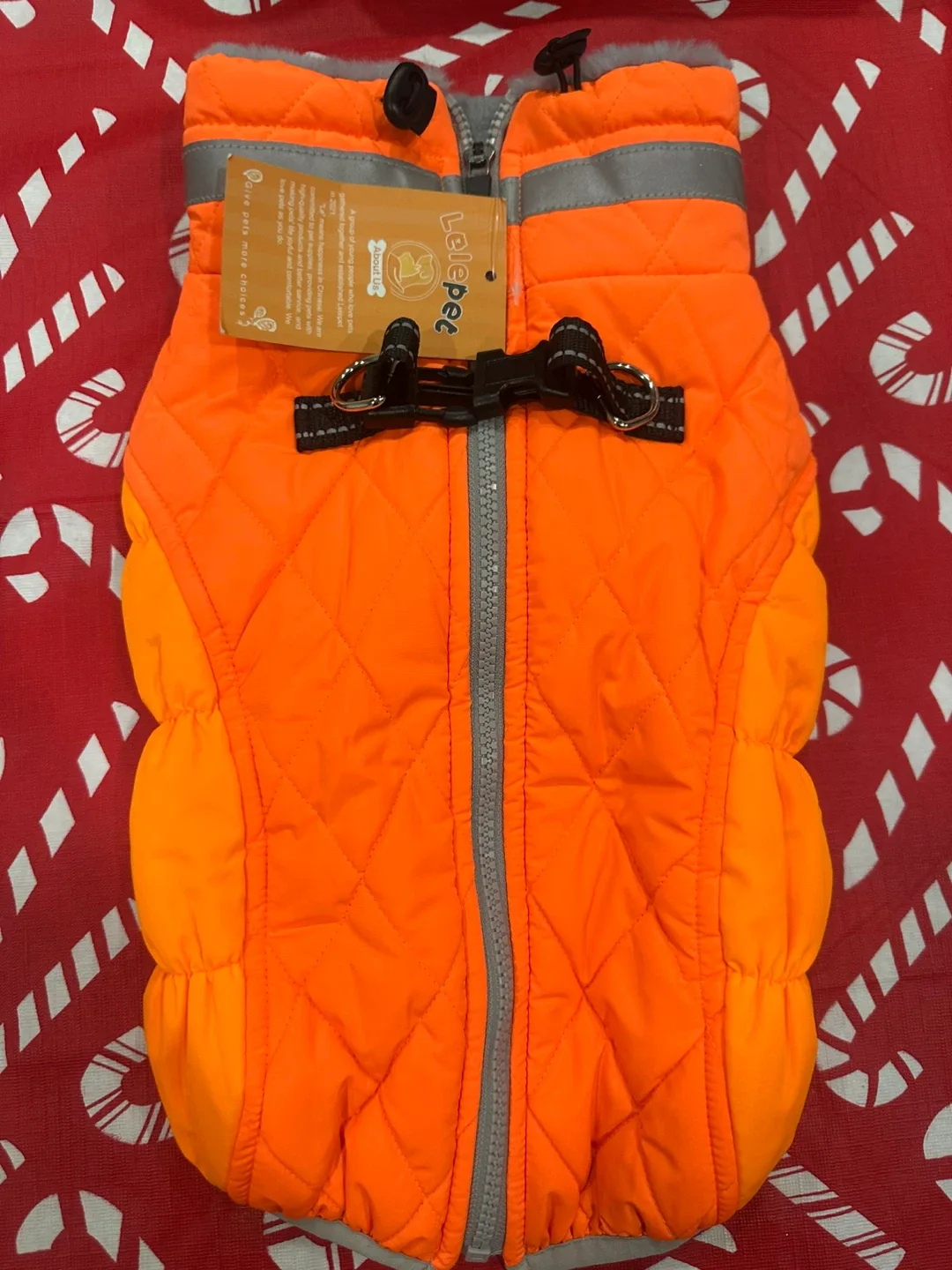 Lelepet Orange Dog Puffer Vest - Size M