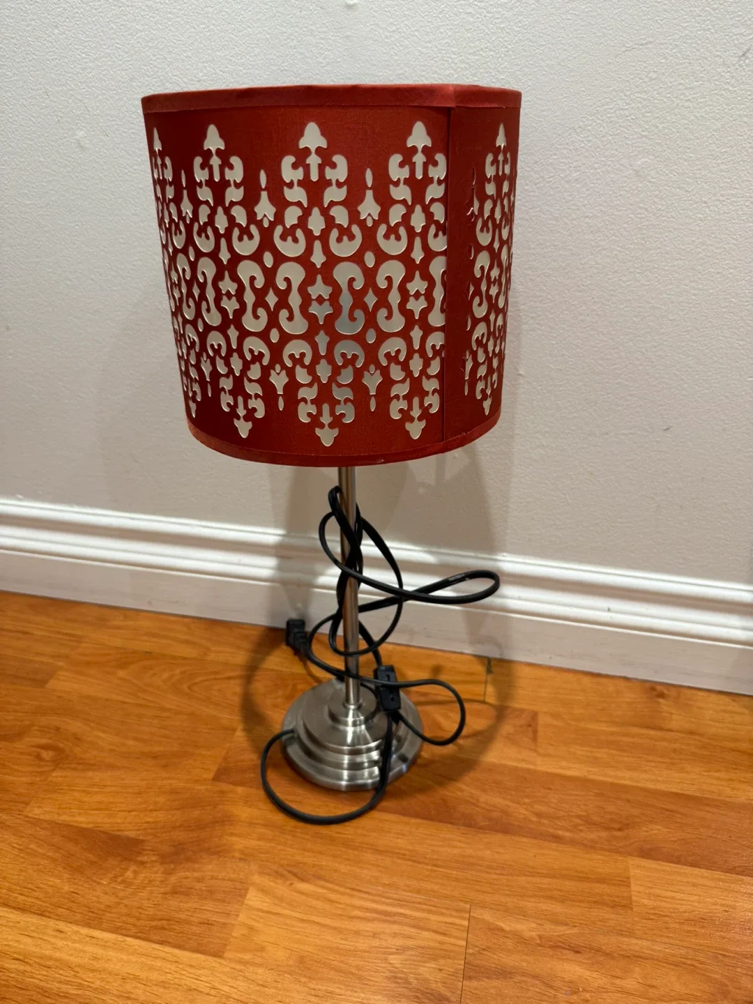 Bouclair Table Lamp - Red & Silver