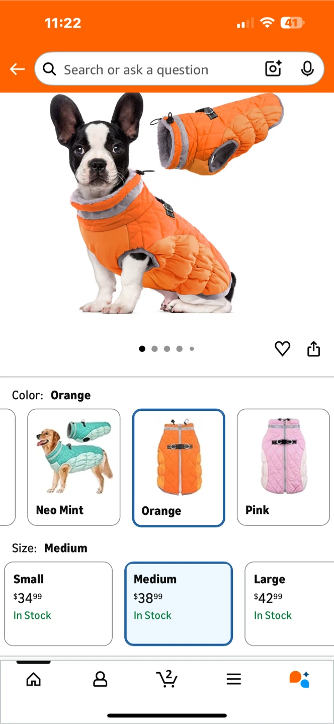 Lelepet Orange Dog Puffer Vest - Size M - photo 5