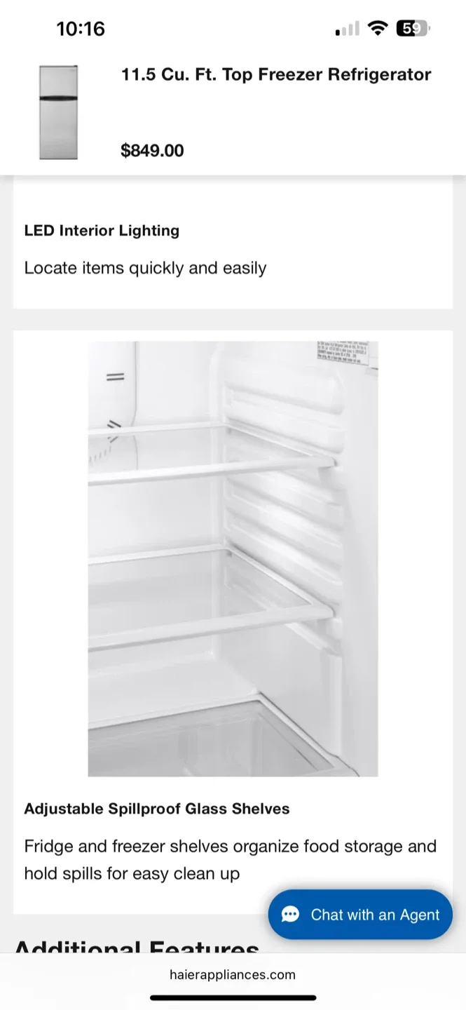 Haier 11.5 Cu. Ft. Top Freezer Refrigerator image indicator(5)