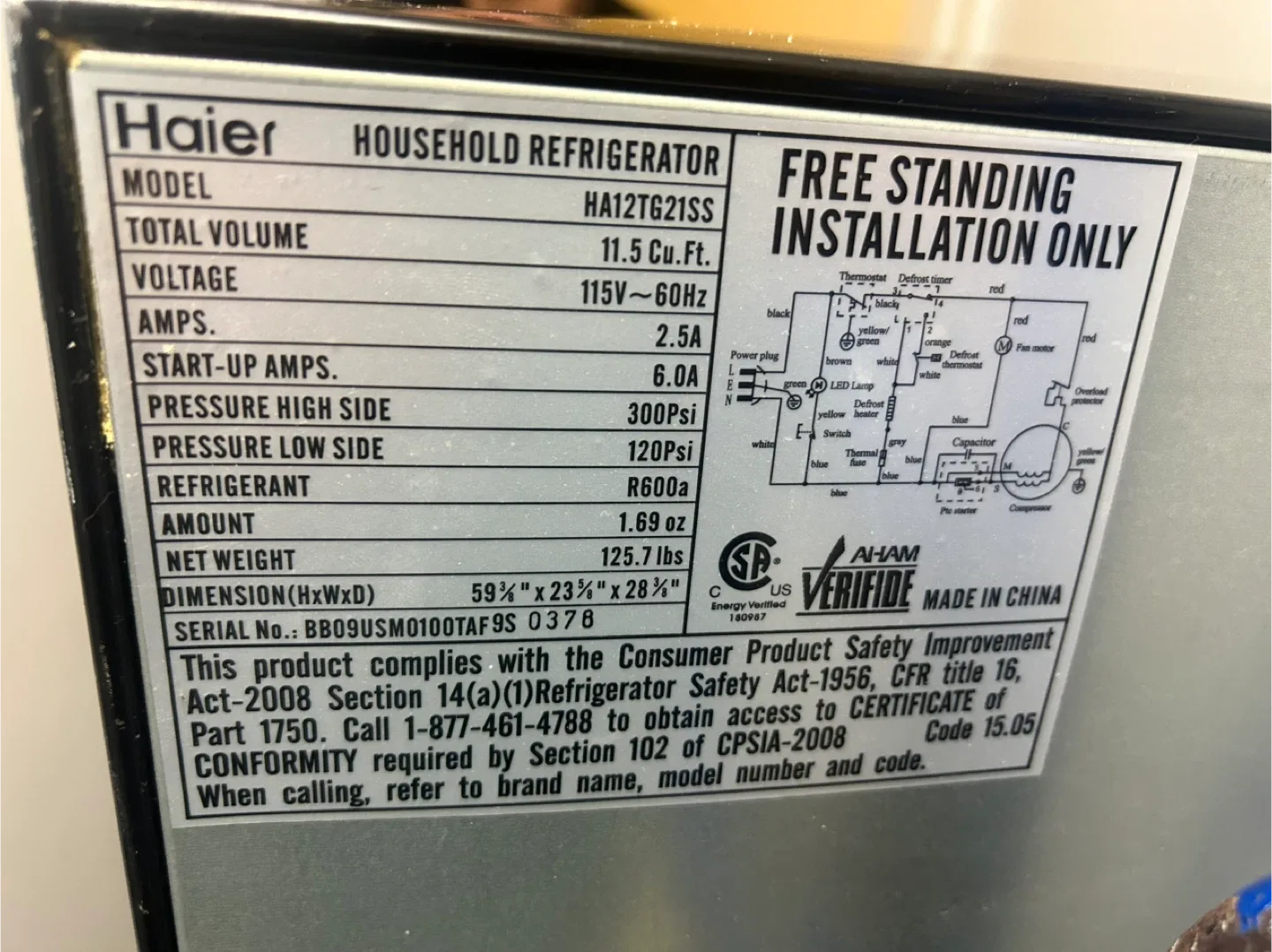 Haier 11.5 Cu. Ft. Top Freezer Refrigerator image indicator(4)