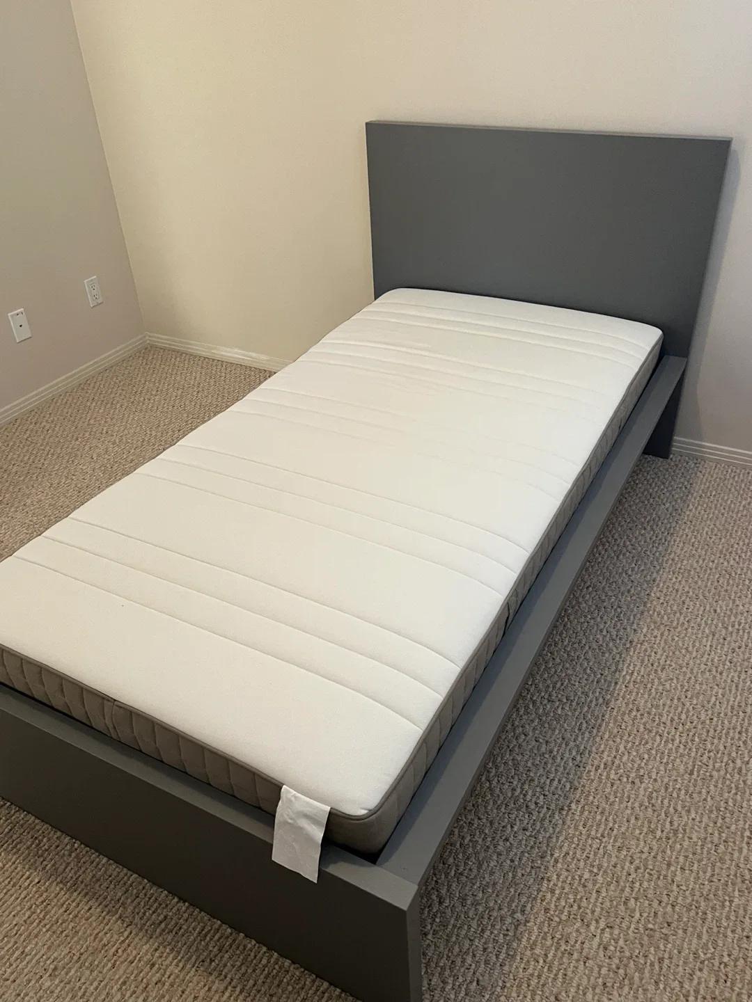 IKEA Grey Single Bed Frame and Mattress image indicator(2)
