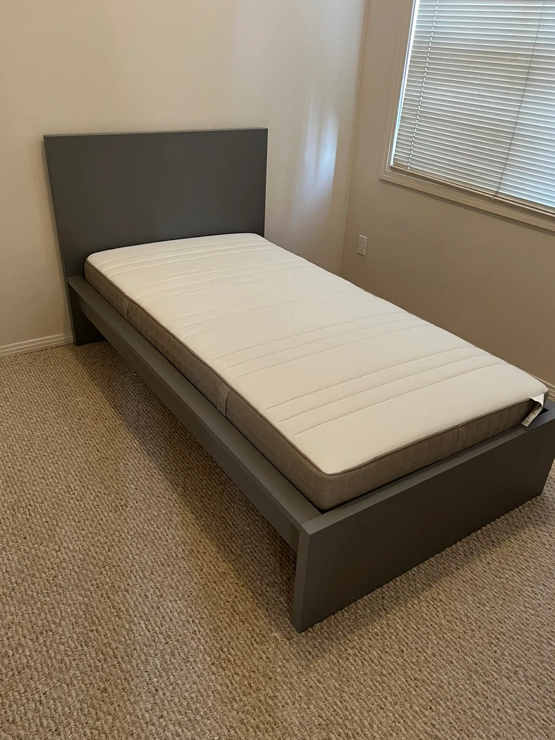 IKEA Grey Single Bed Frame and Mattress