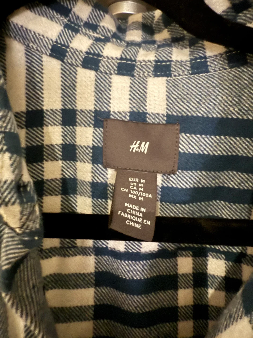 H&M Blue Plaid Flannel Shirt - Size M image indicator(3)