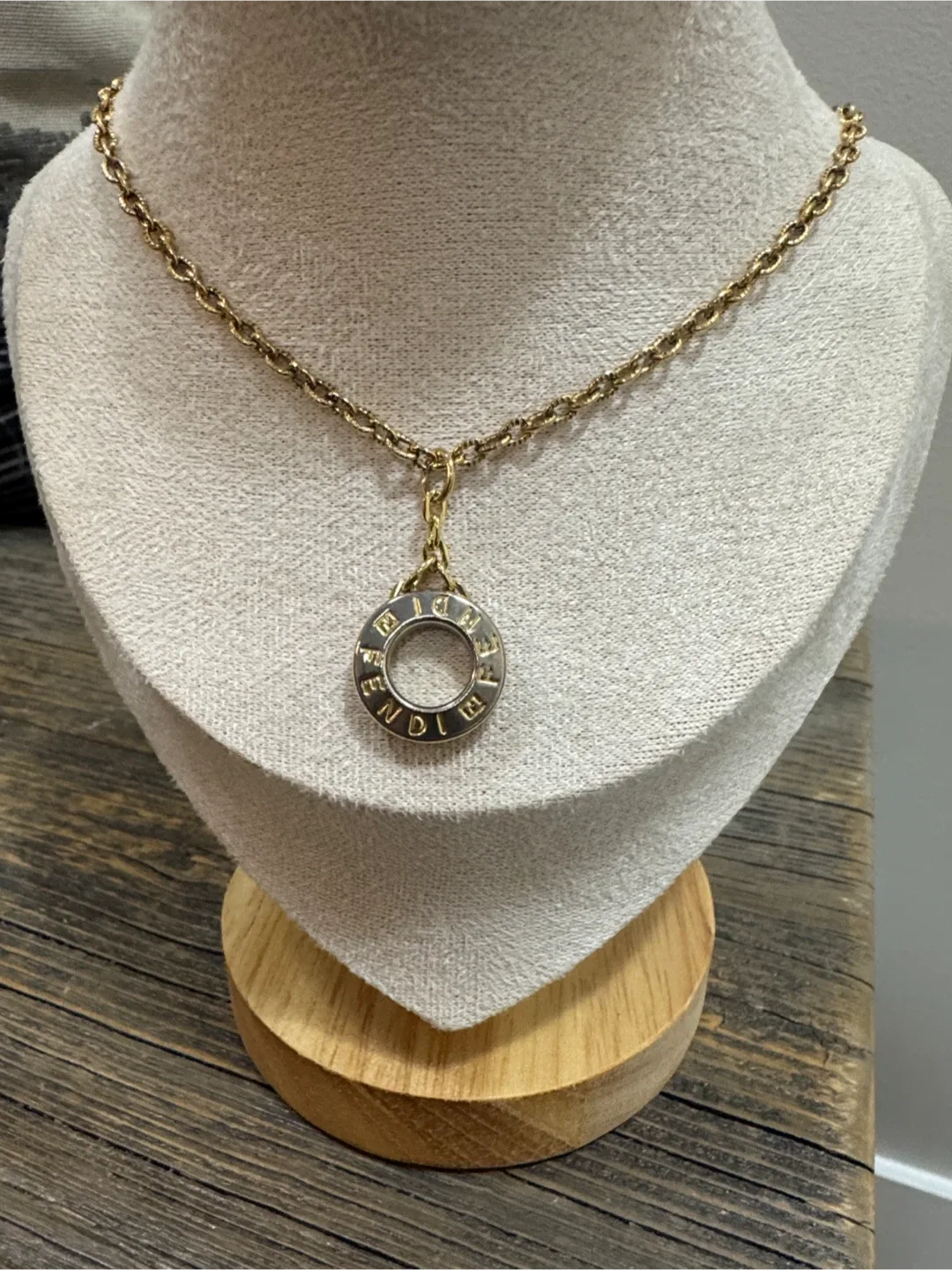 Fendi (upcyle) gold tone Circle Necklace chunky chain image indicator(4)