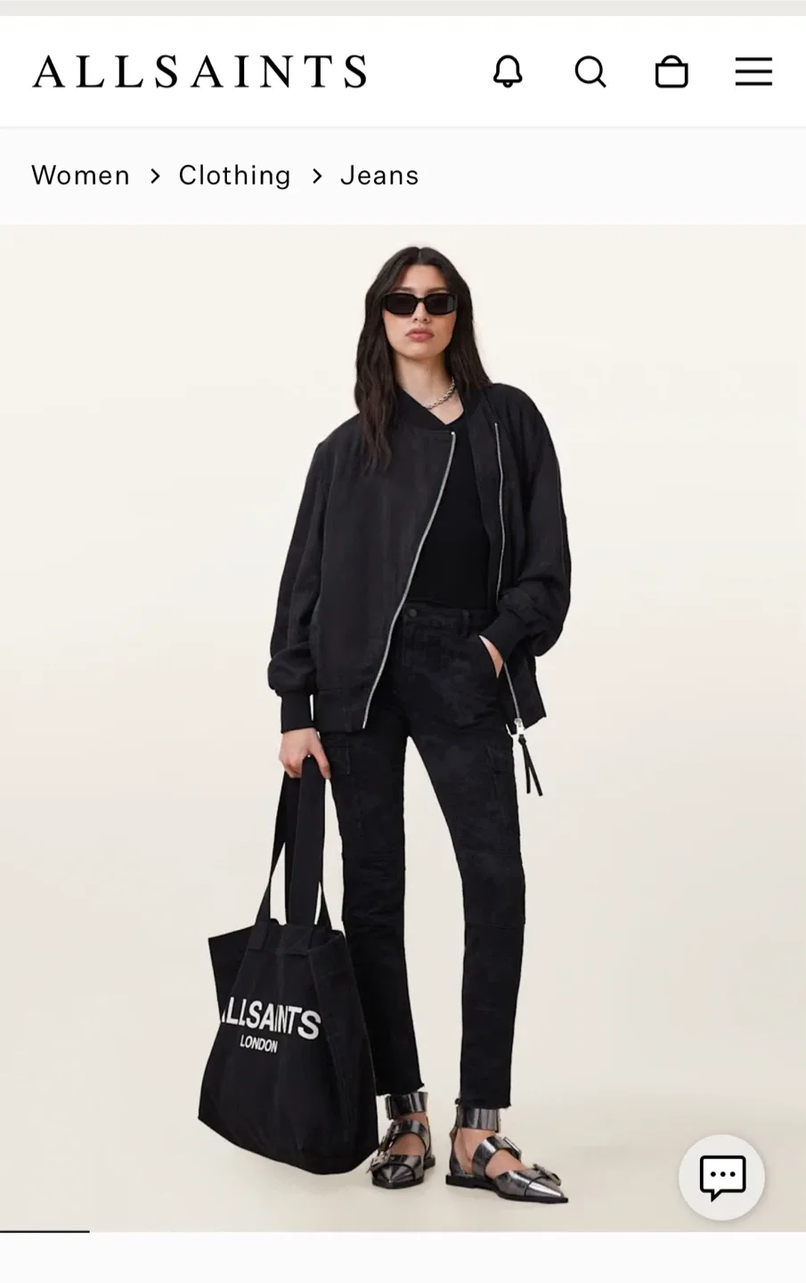 All Saints “pacifico chino” black cotton pants sz 30