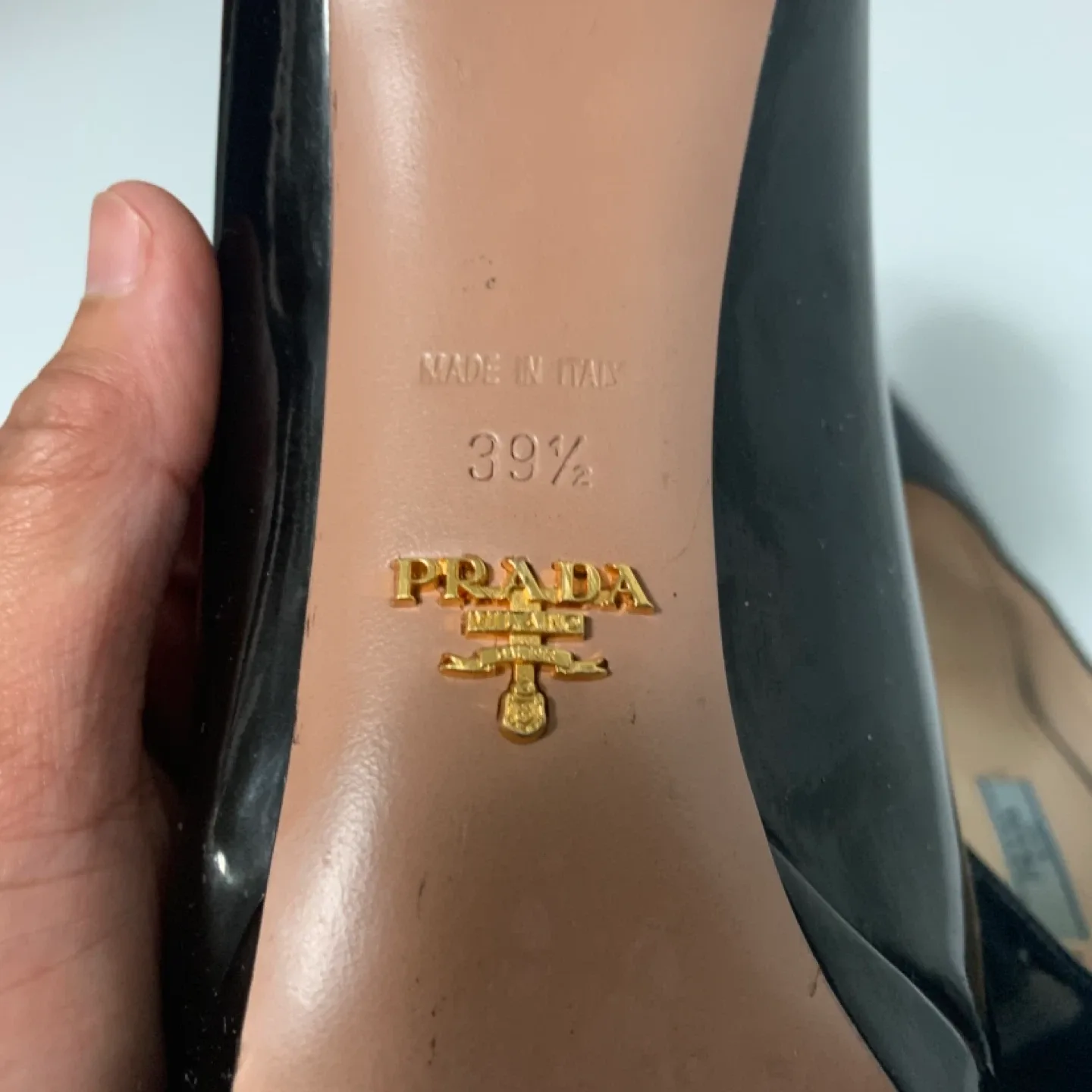 Prada Black Patent Leather Heels - Size 39.5 image indicator(3)