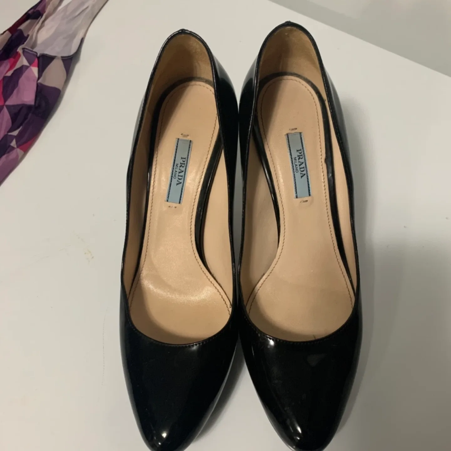 Prada Black Patent Leather Heels - Size 39.5
