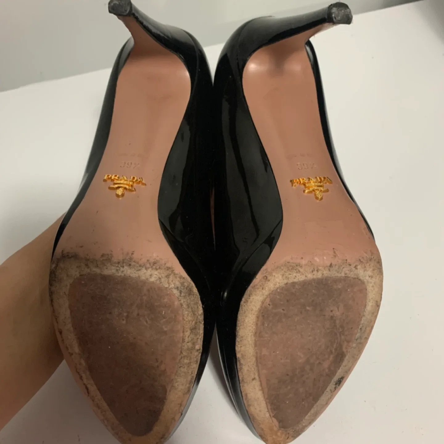 Prada Black Patent Leather Heels - Size 39.5 image indicator(6)