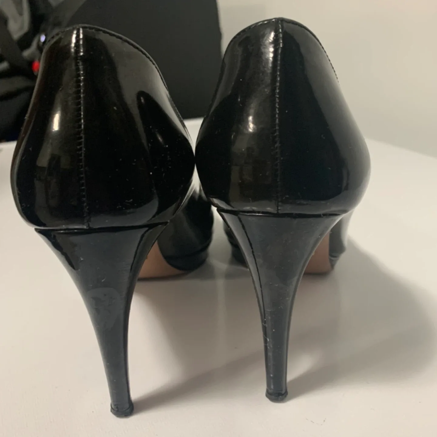 Prada Black Patent Leather Heels - Size 39.5 image indicator(4)