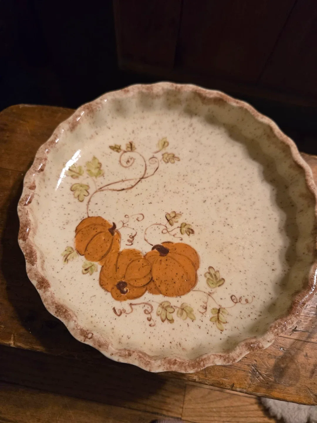Pumpkin Decorated Pie Dish