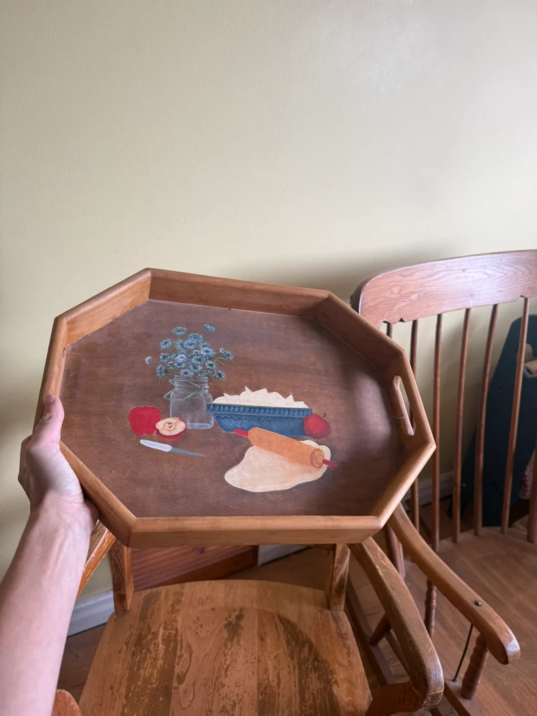 Vintage Hand-Painted Wooden Tray