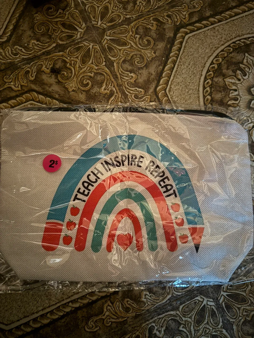 Teach Inspire Repeat Rainbow Pouch - New!