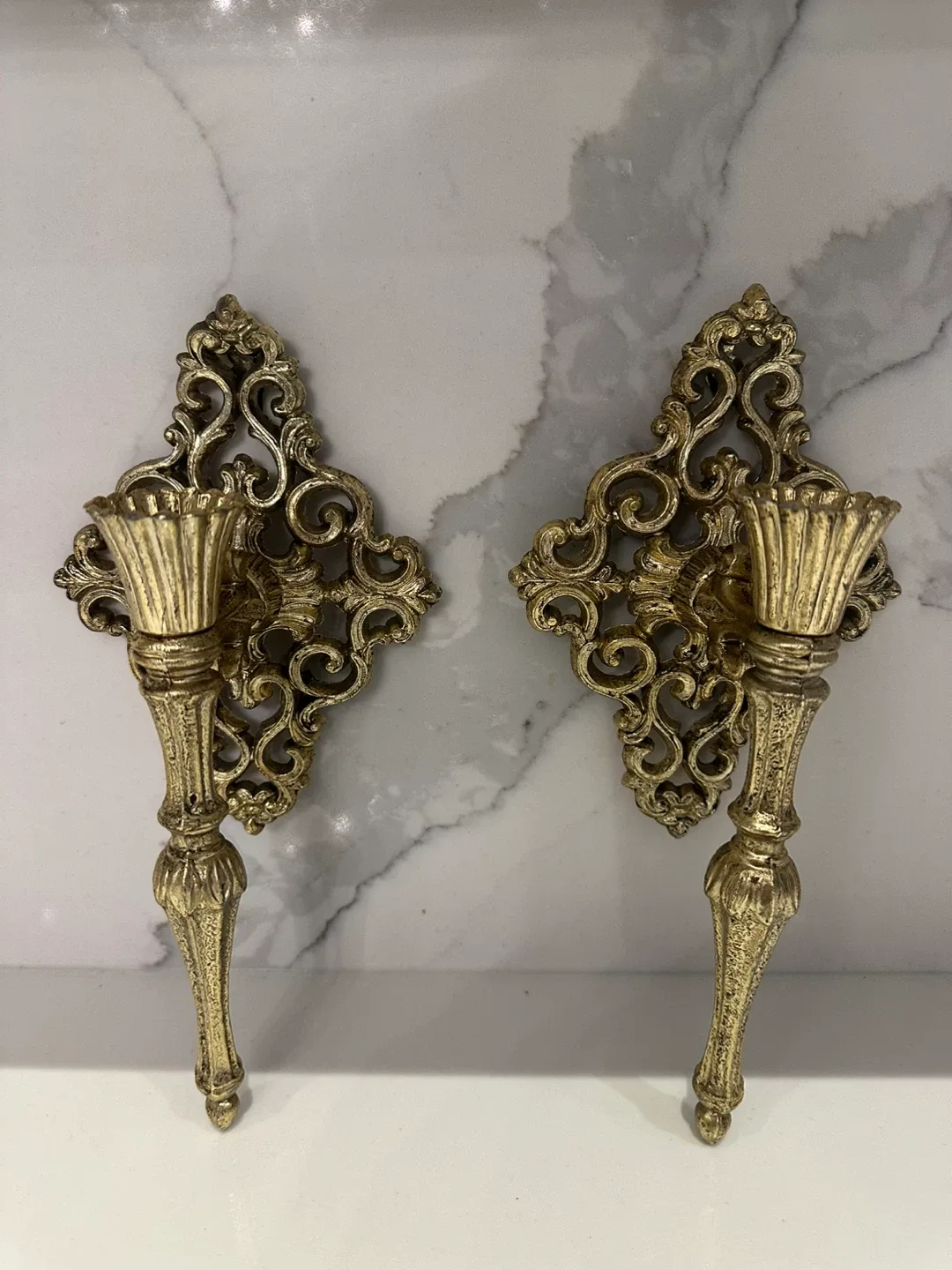 Vintage Gold Candle Wall Sconces