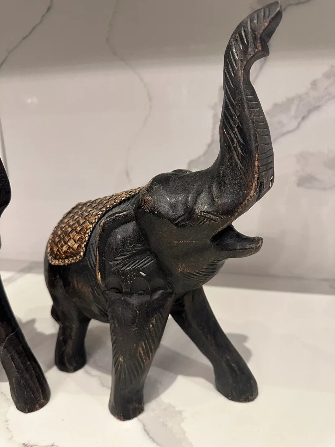 Pair of Wooden Elephant Figurines image indicator(2)