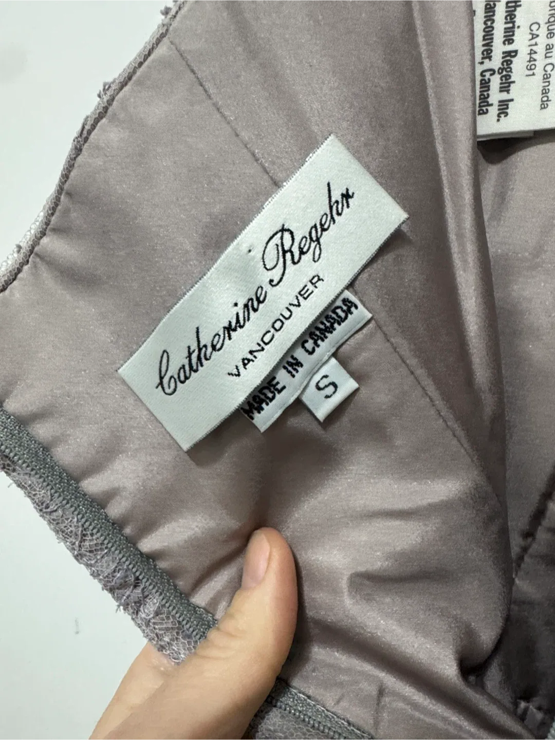 Catherine regehr grey lace & silk strapless dress. Small image indicator(7)