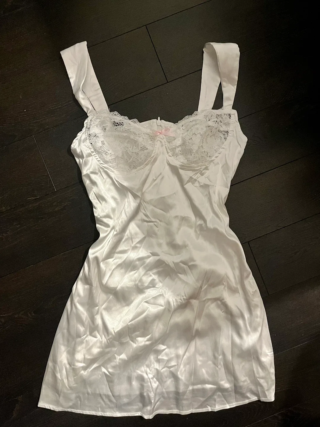 S White Lace Trim Slip Dress