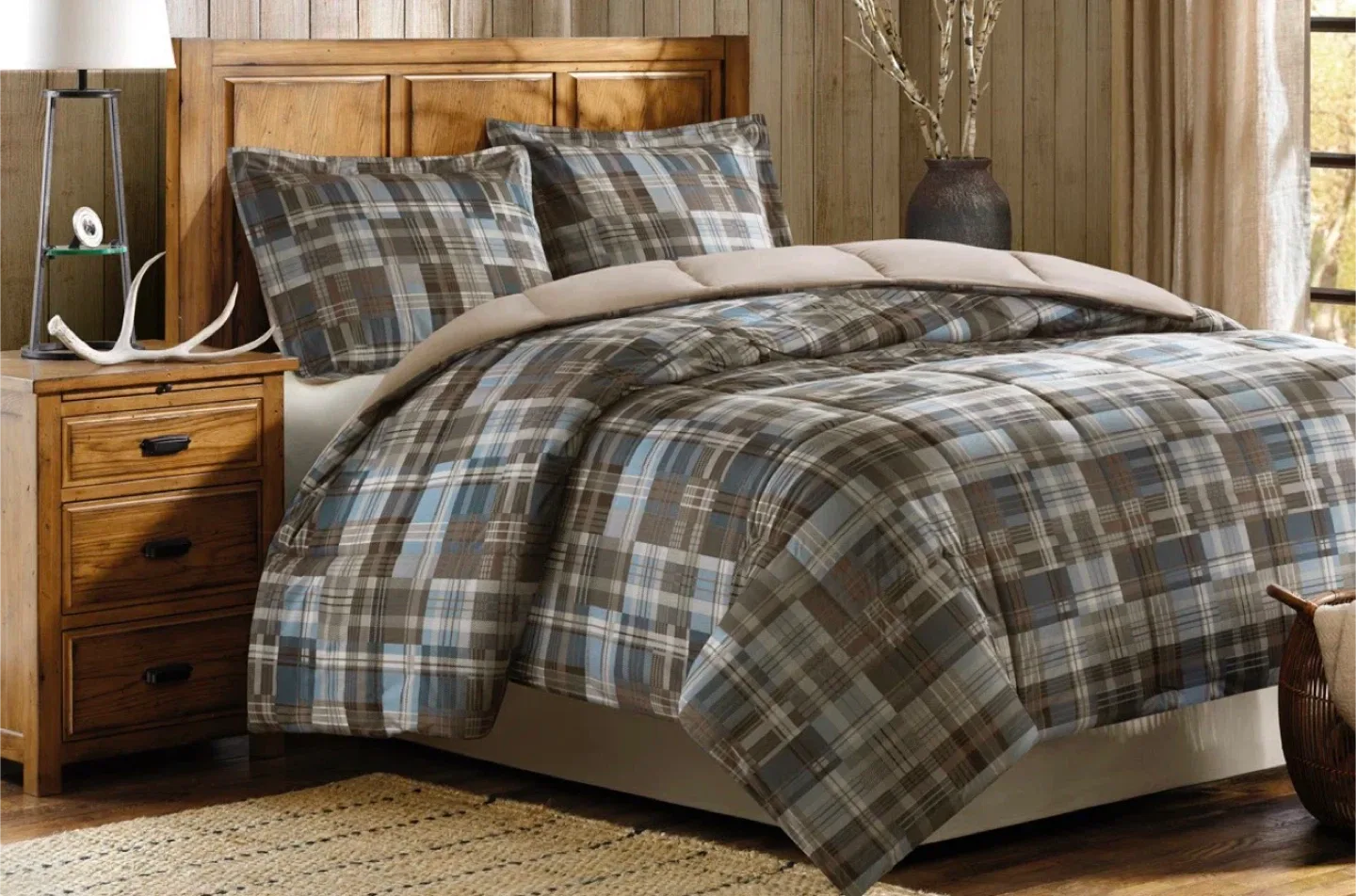 Full/Queen Plaid Duvet Cover Set