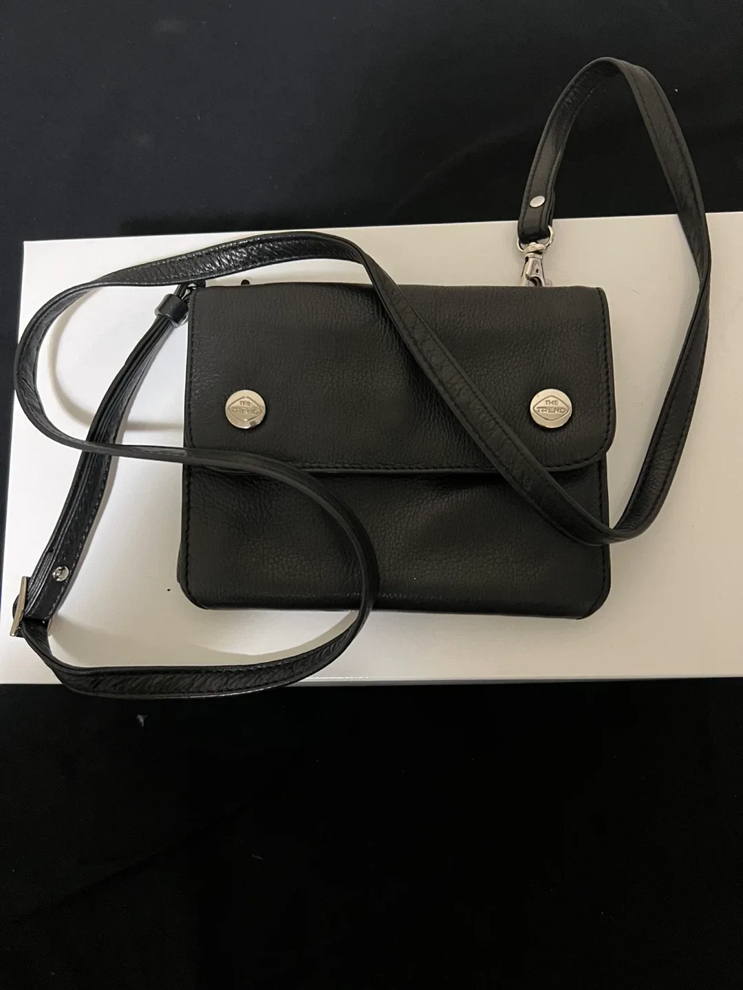 The Trend Black Leather Crossbody Bag