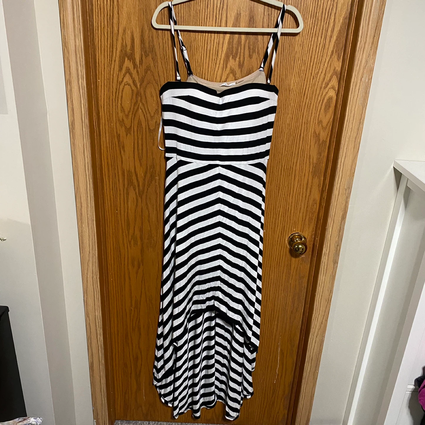 Hi-low dress with built in bra adjustable straps