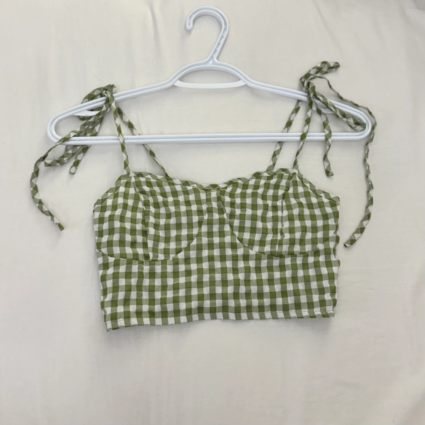Green Gingham Crop Top