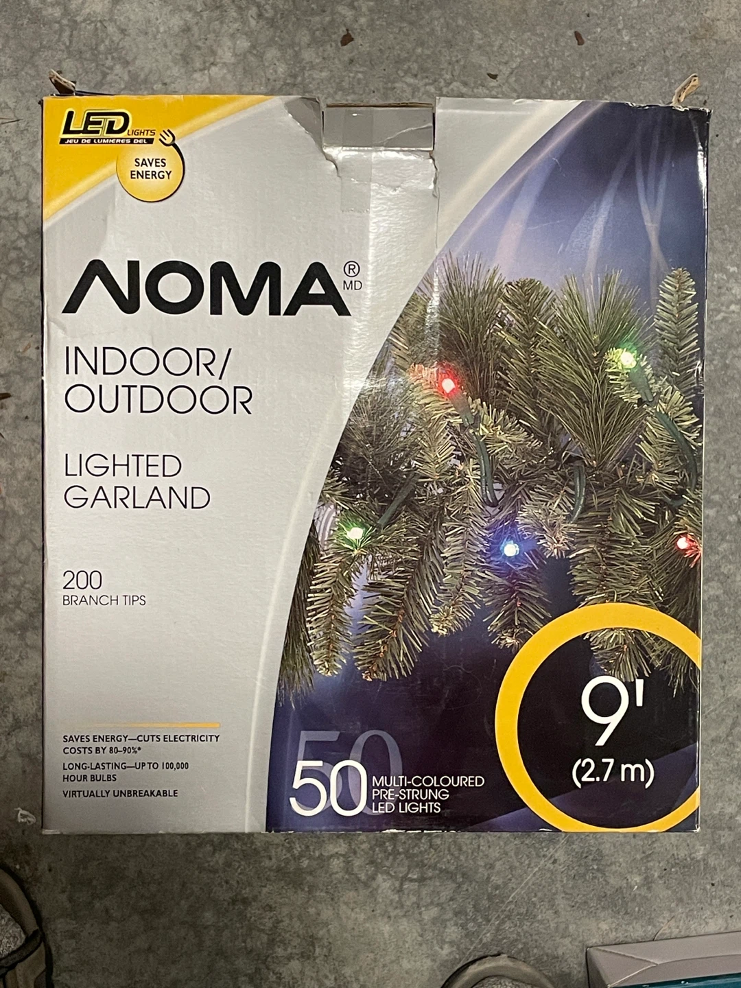 Noma Indoor/Outdoor Lighted Garland 9ft
