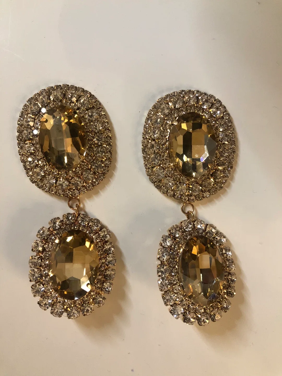 Gold Gemstone Dangle Earrings