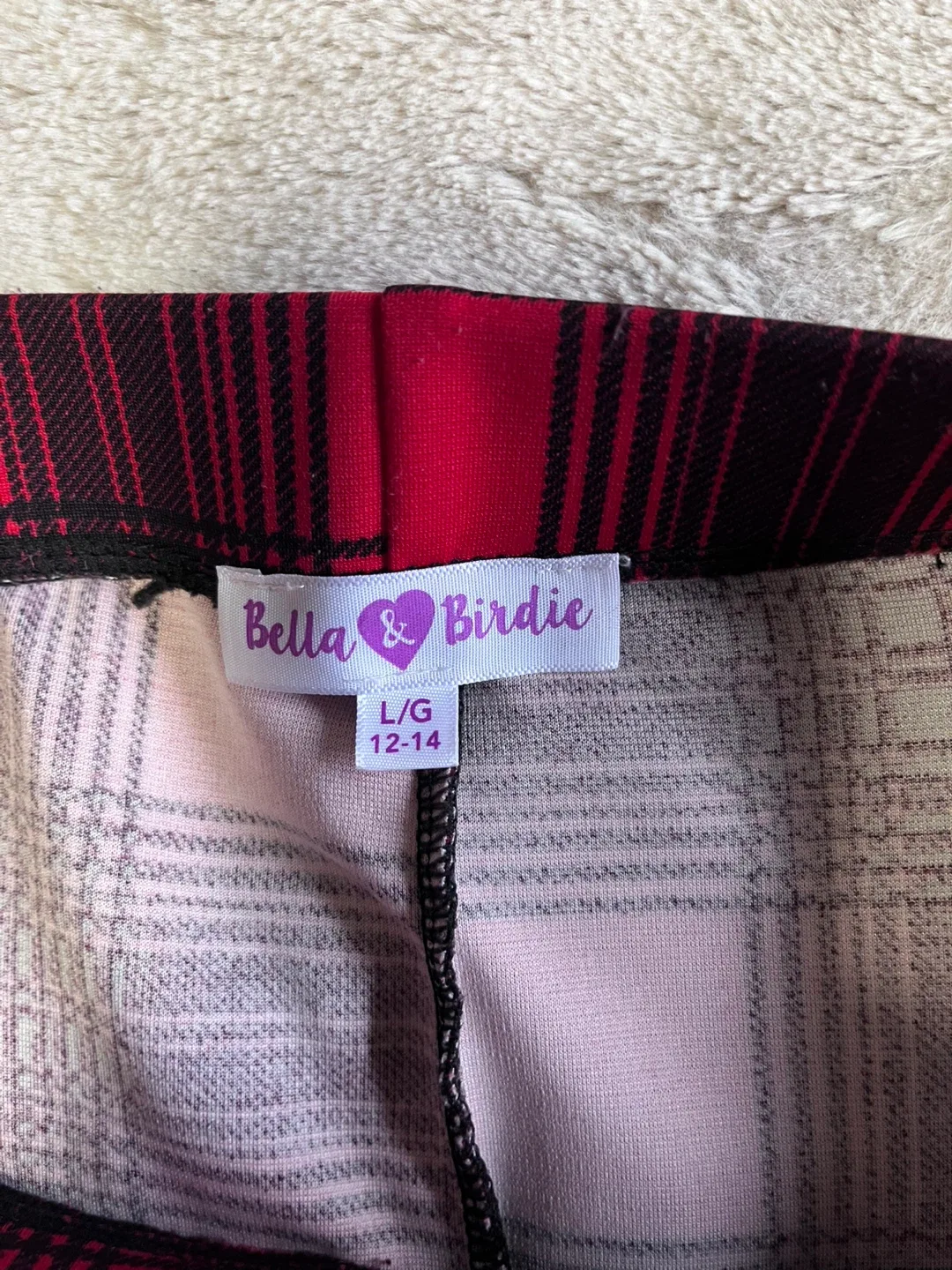 Bella & Birdie Red Plaid Flare Pants L/G (12-14) image indicator(3)