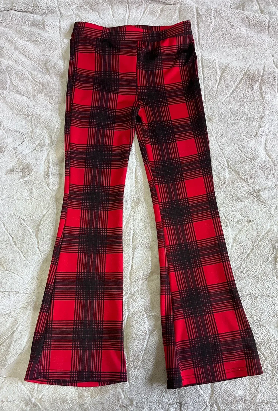 Bella & Birdie Red Plaid Flare Pants L/G (12-14) image indicator(2)