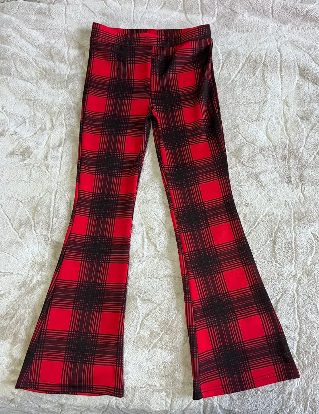 Bella & Birdie Red Plaid Flare Pants L/G (12-14)