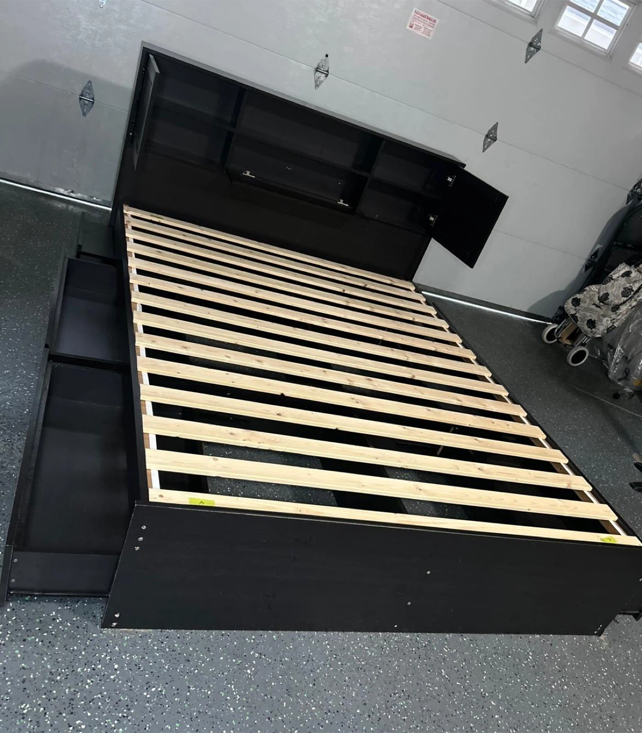 Black Bed Frame with Storage - photo 3
