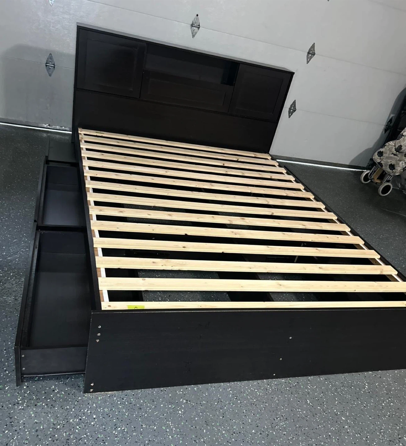 Black Bed Frame with Storage - photo 2