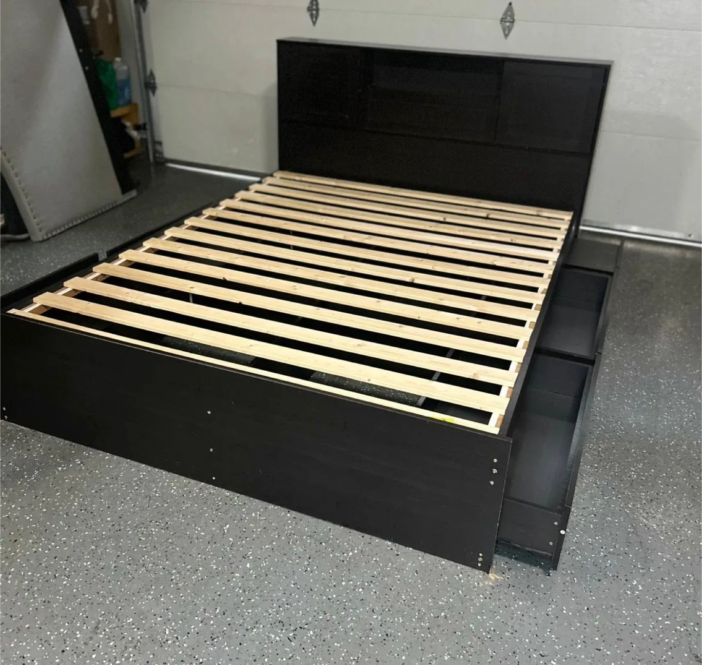 Black Bed Frame with Storage