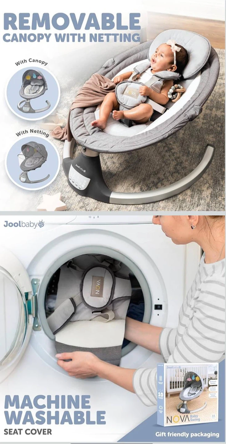 Joolbaby Nova Baby Swing, Grey - photo 2