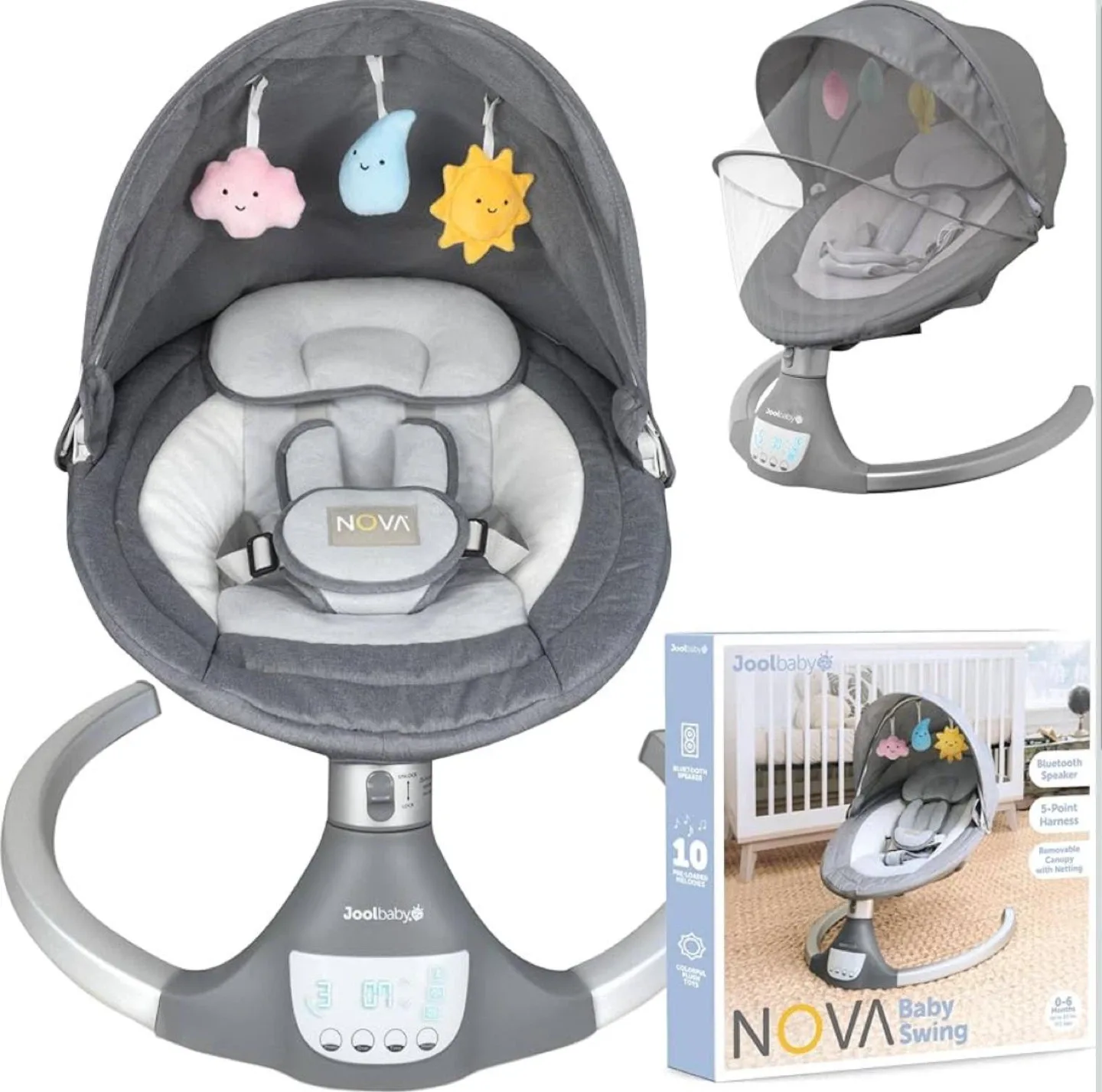 Joolbaby Nova Baby Swing, Grey
