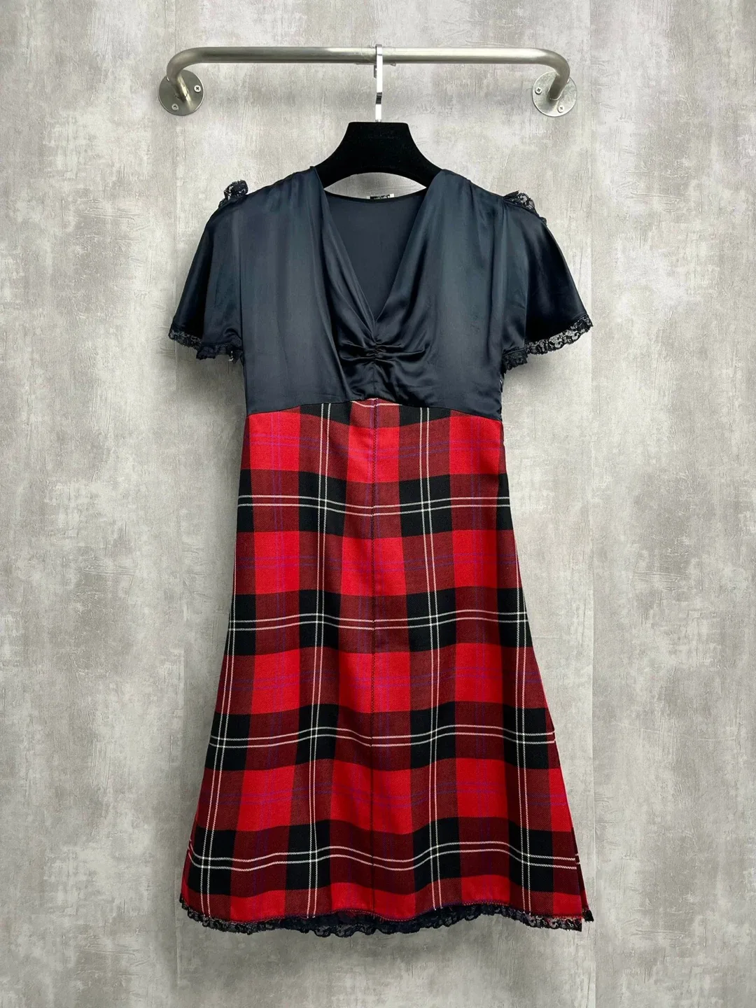 Authentic miumiu Dress Black & Red Plaid