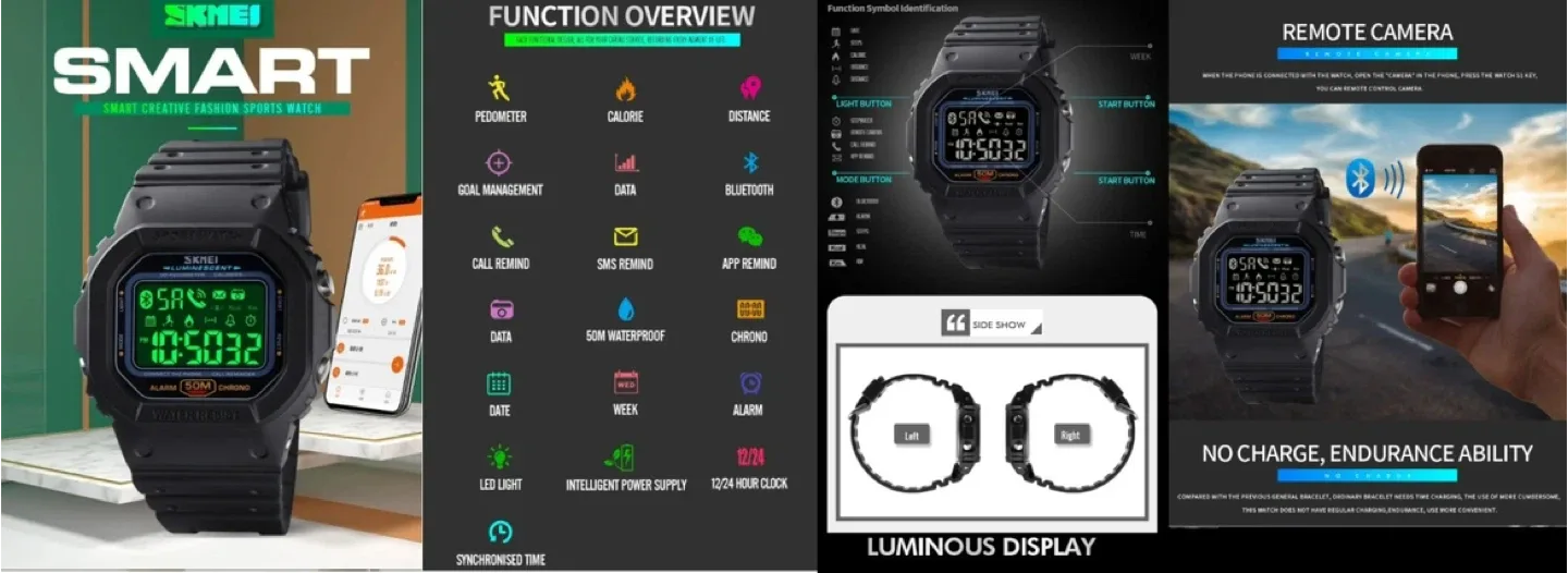 SKMEI-1629 Bluetooth Smart Watch/Fitness Tracker (NEW) image indicator(9)