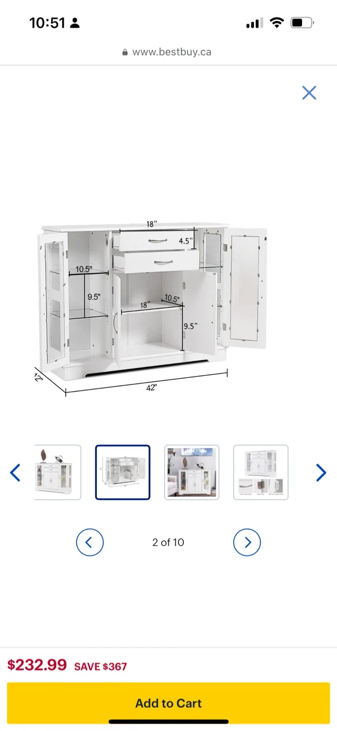 White Buffet with Glass Doors image indicator(4)