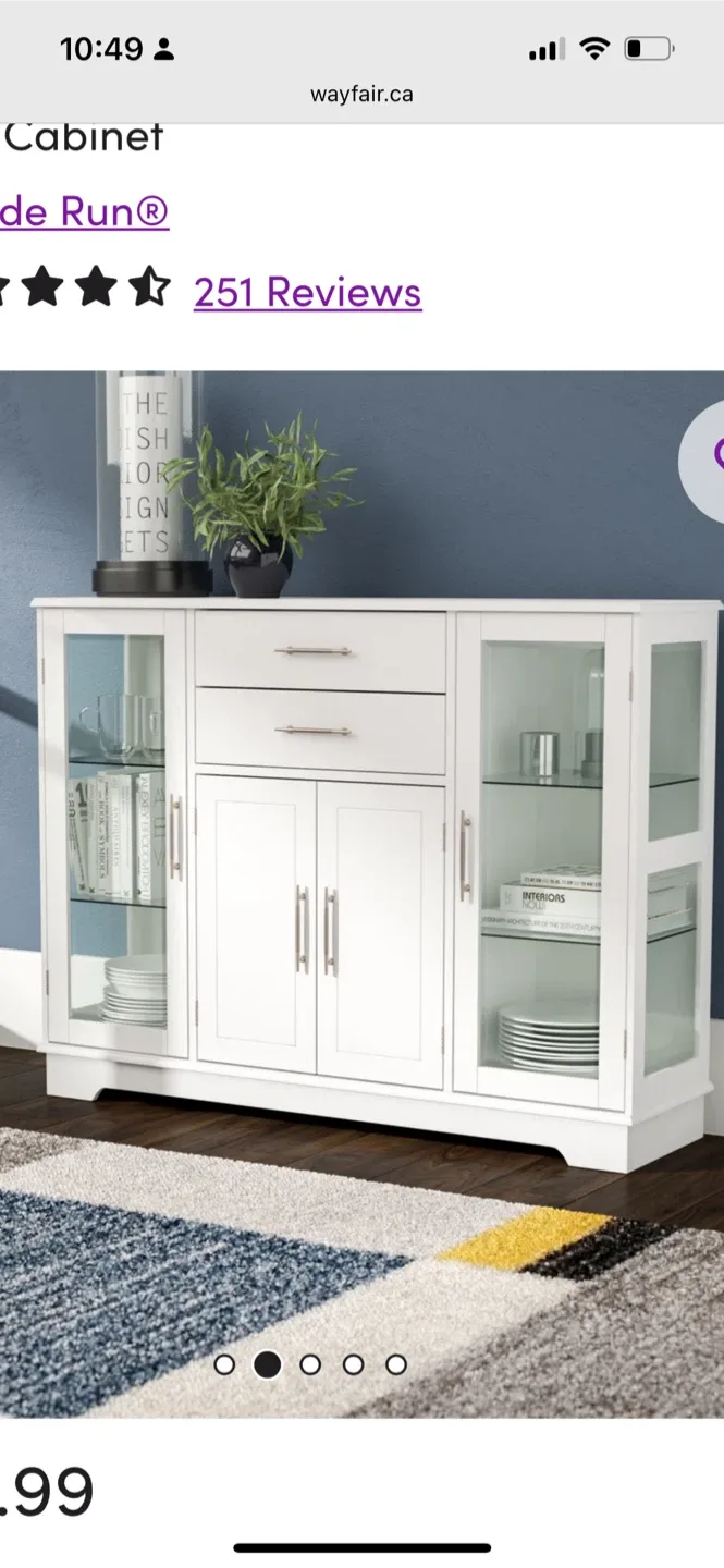 White Buffet with Glass Doors image indicator(6)