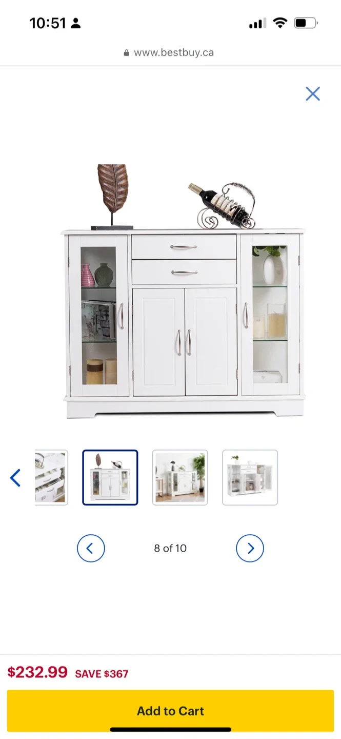 White Buffet with Glass Doors image indicator(5)