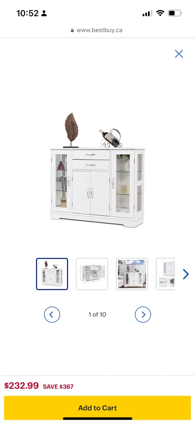 White Buffet with Glass Doors